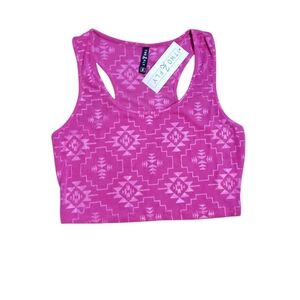 2Fly Pink Aztec Crop Tank NWT
